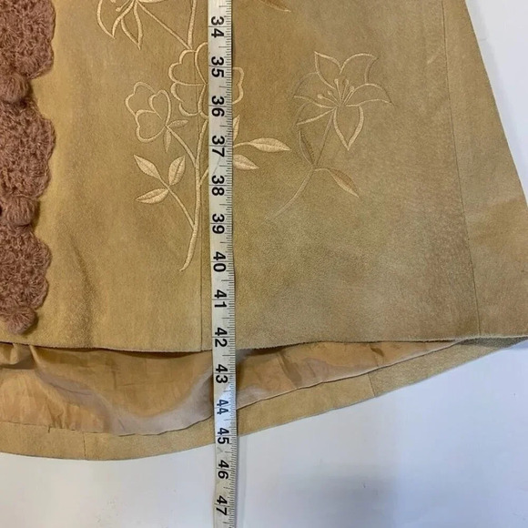 Boston Proper Women's Crocheted & Embroidered Long Leather Duster Jacket Size 16 - Picture 13 of 13